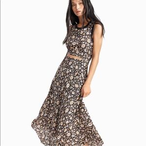 A.L.C. Sandra Floral Silk Cutout Asymmetrical Dress Boho Chic Midi Size 4